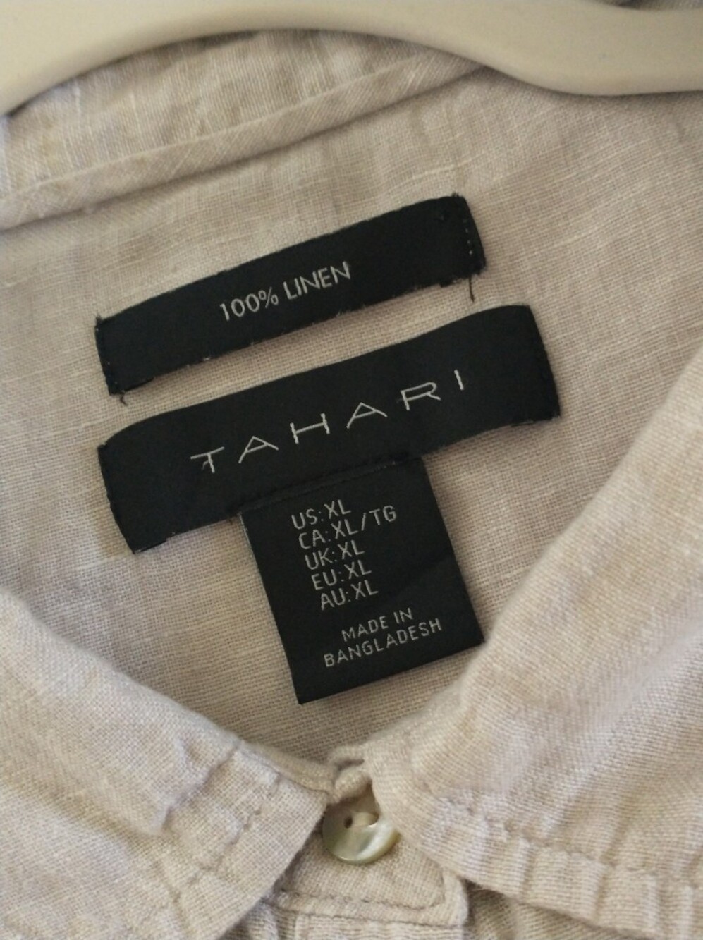 Tahari Beige Linen Button-Down Shirt Tunic XL Lagenlook - Picture 9 of 10